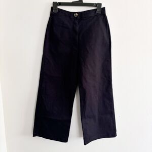 Able Size 2 Francis Wide Leg Crop Pant Black Denim Dressy Pants 23" inseam